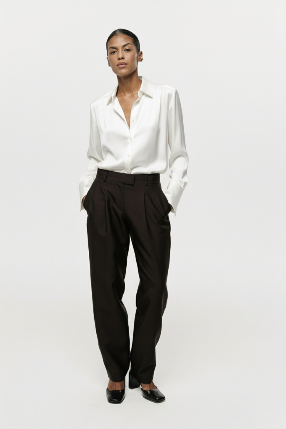 Stella White silk blouse