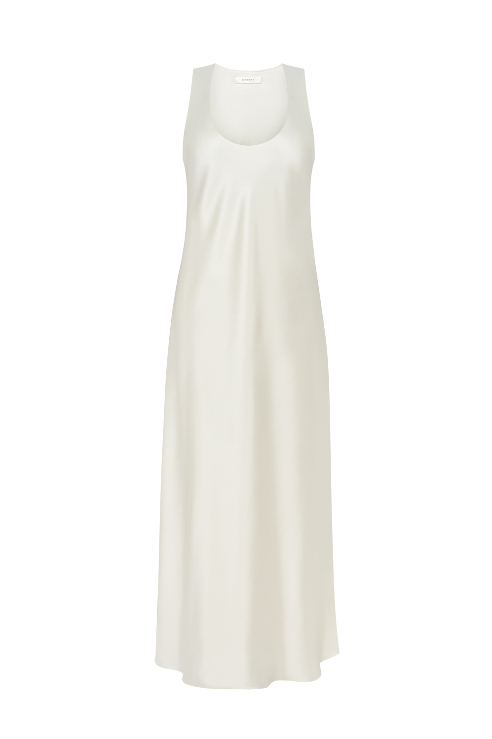 White silk slip dress