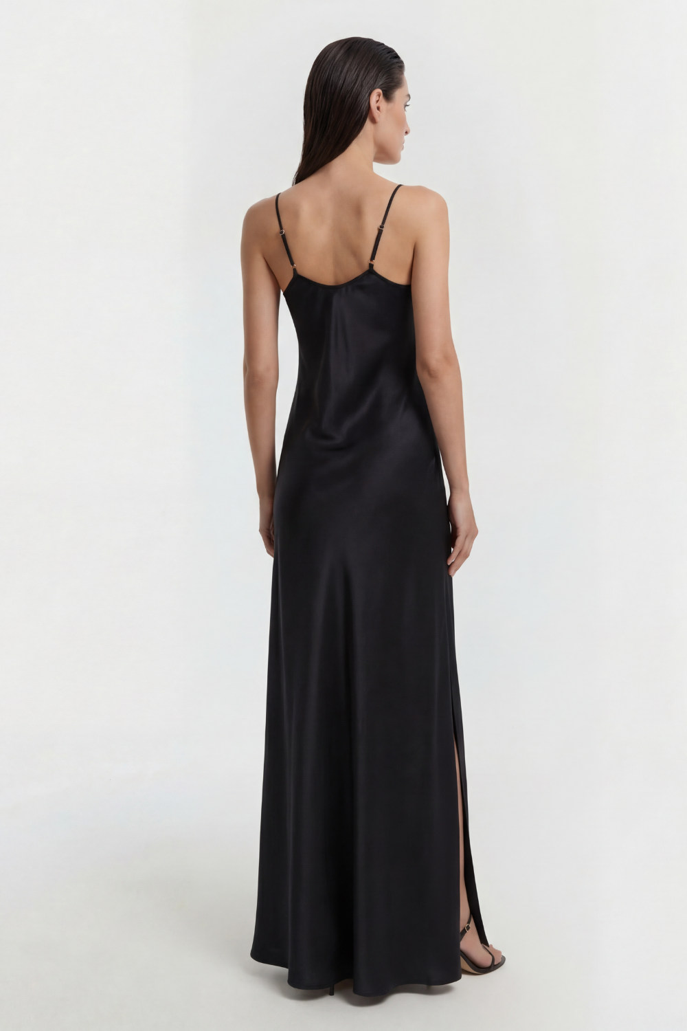 Paloma Black V-neck maxi dress in Silk Satin