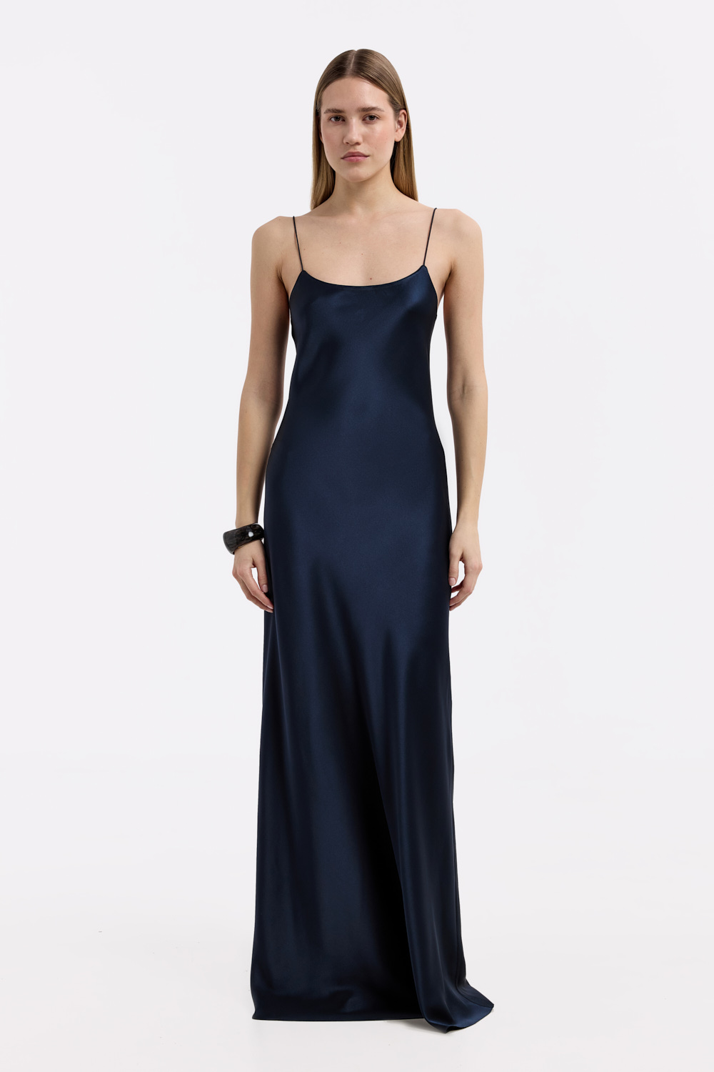 Carolyn Navy silk-satin maxi dress