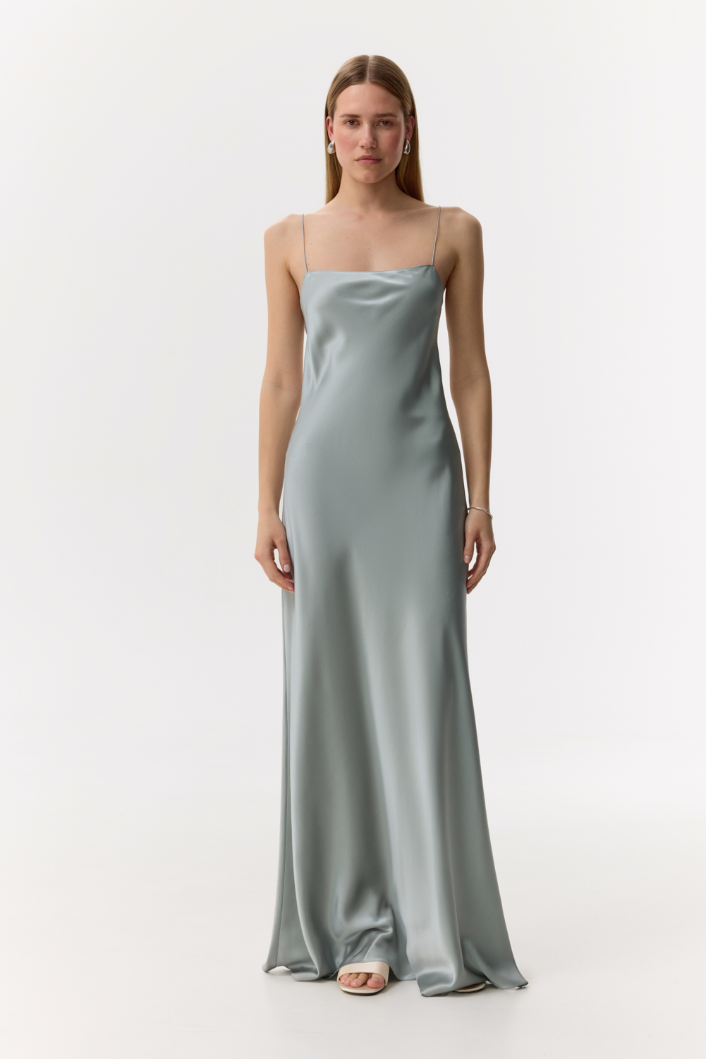 Zoe Moonstone silk satin maxi dress - Serenity