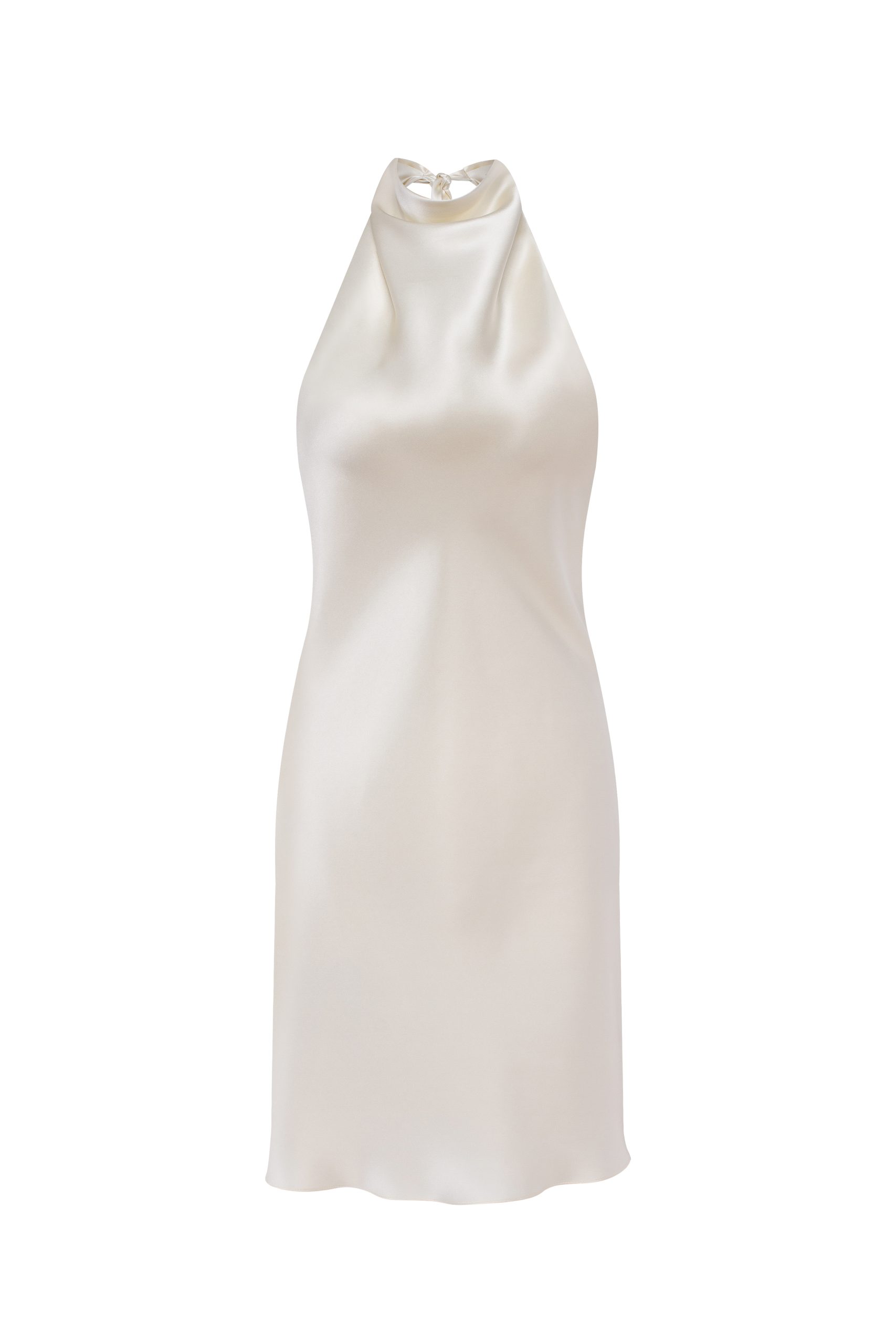 Cea Butter-Cream silk-satin halter-neck mini dress