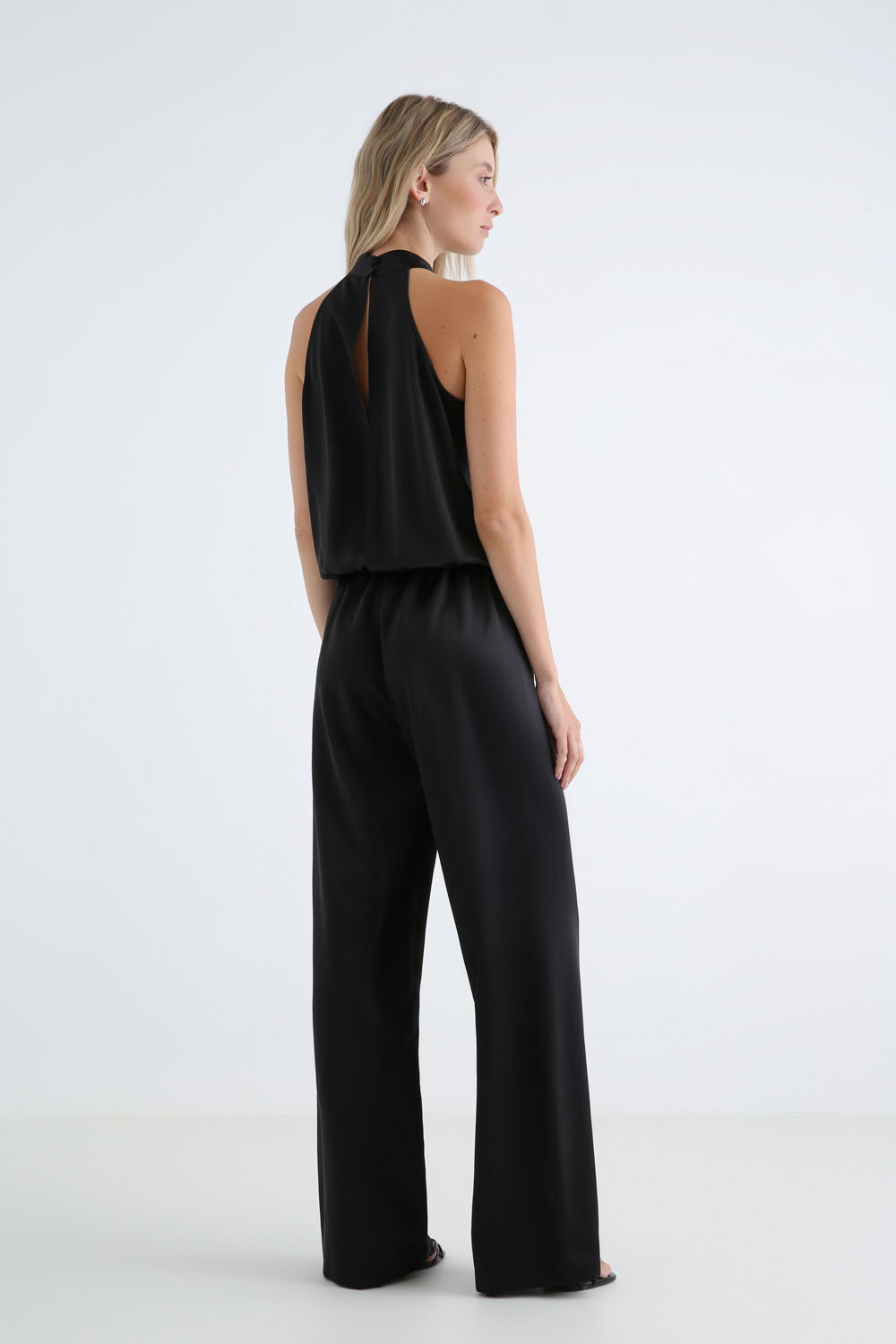 Palermo Black silk satin jumpsuit