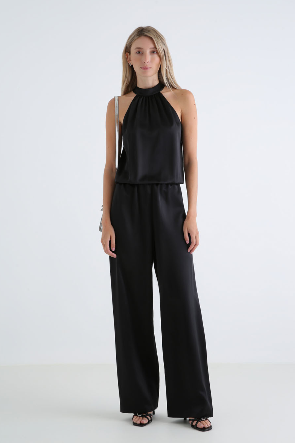 Palermo Black silk satin jumpsuit
