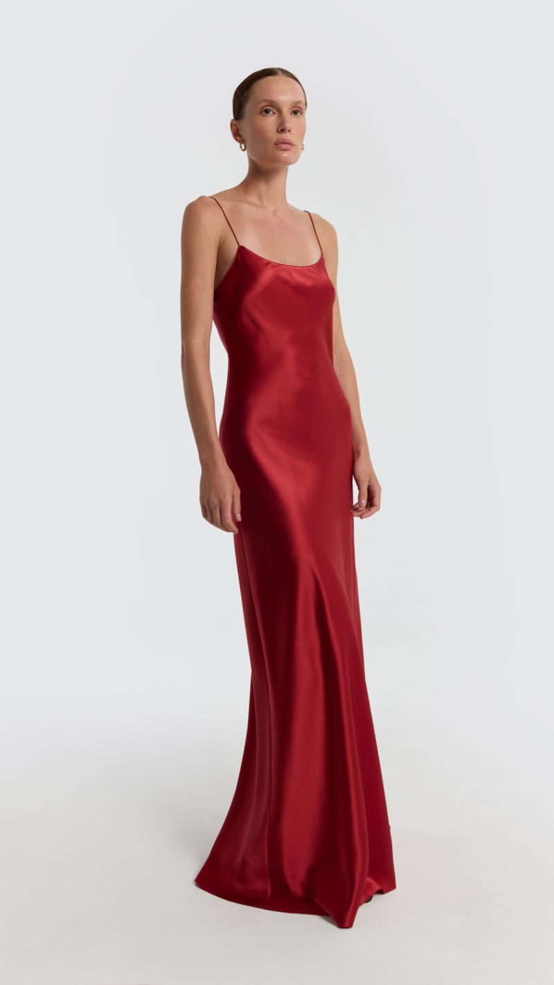 Carolyn Cherrywood maxi dress in Silk Satin