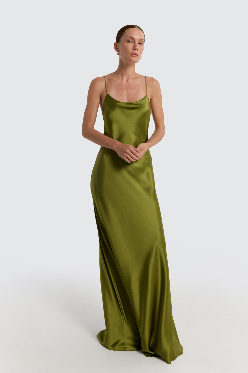 Carolyn Chartreuse silk-satin maxi dress