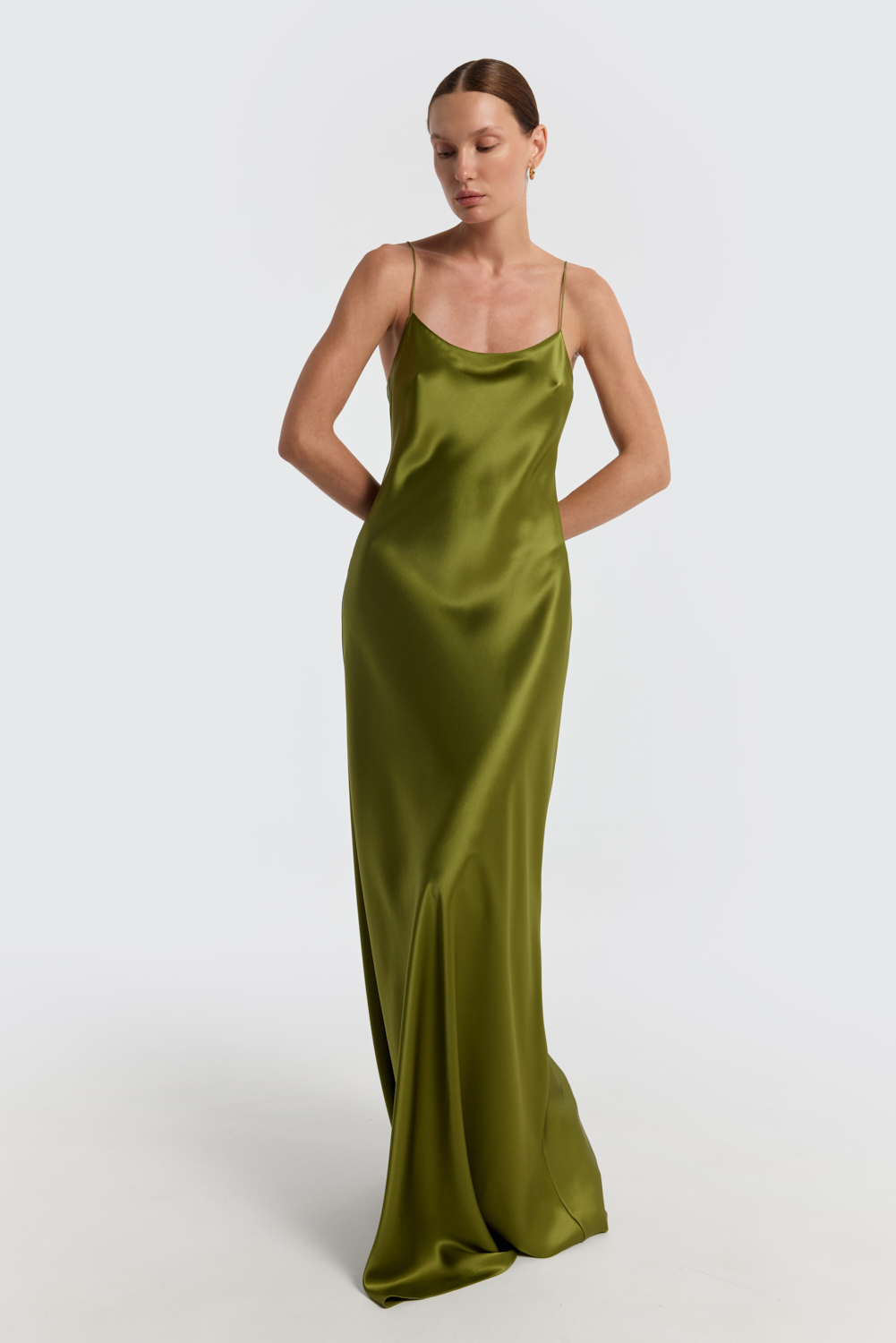 Carolyn Chartreuse silk-satin maxi dress - Image 3