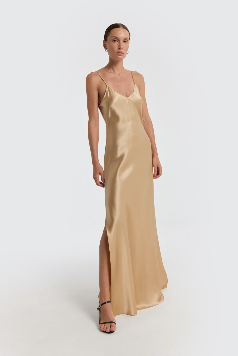 Paloma Sand silk-satin maxi dress