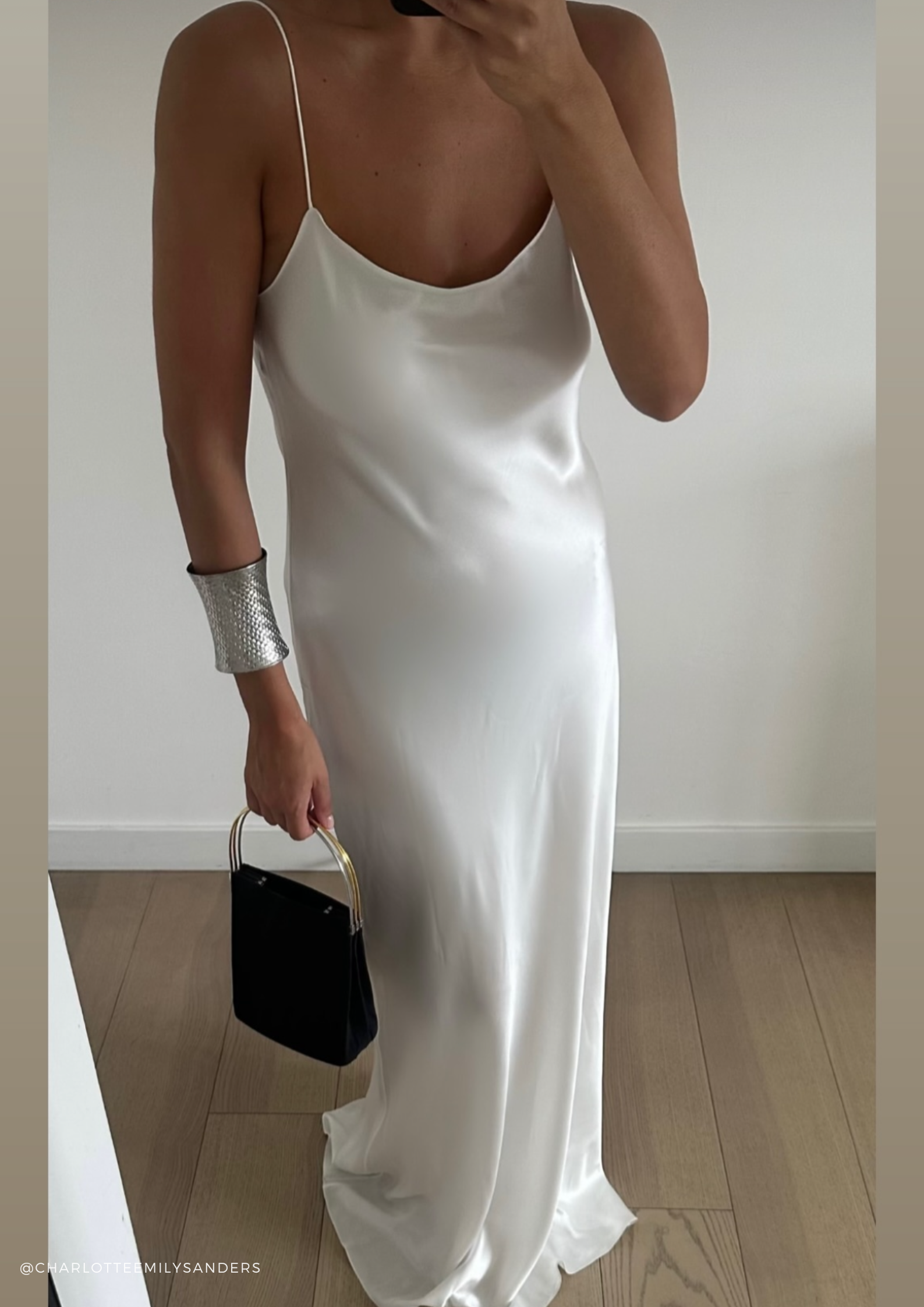 Carolyn White maxi dress in Silk Satin