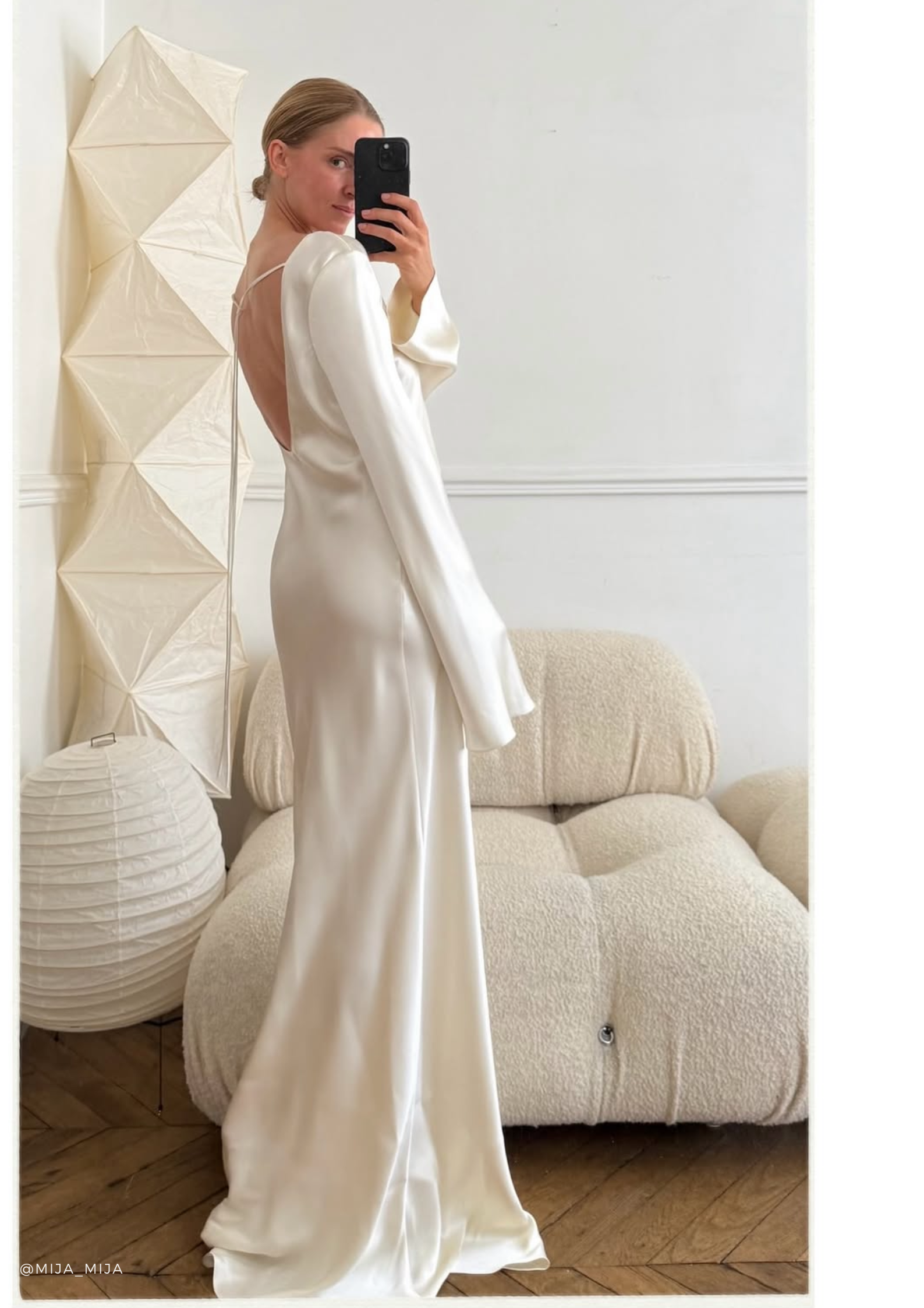 Evans Butter-Cream silk maxi dress with long sleeves