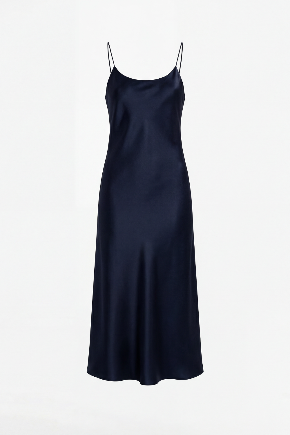 Josey Navy silk midi dress