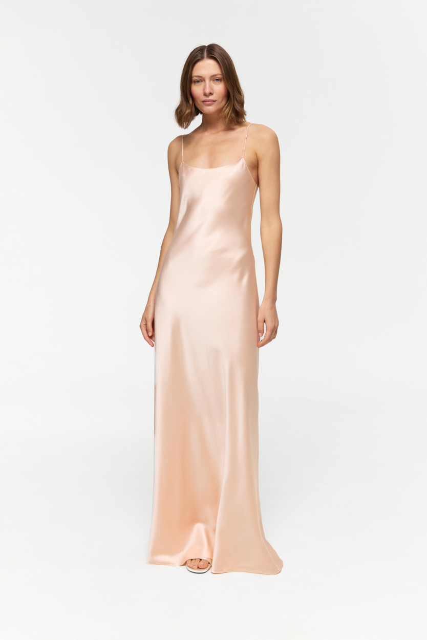 Carolyn Sakura scoop-neck maxi dress in heavy Silk Satin