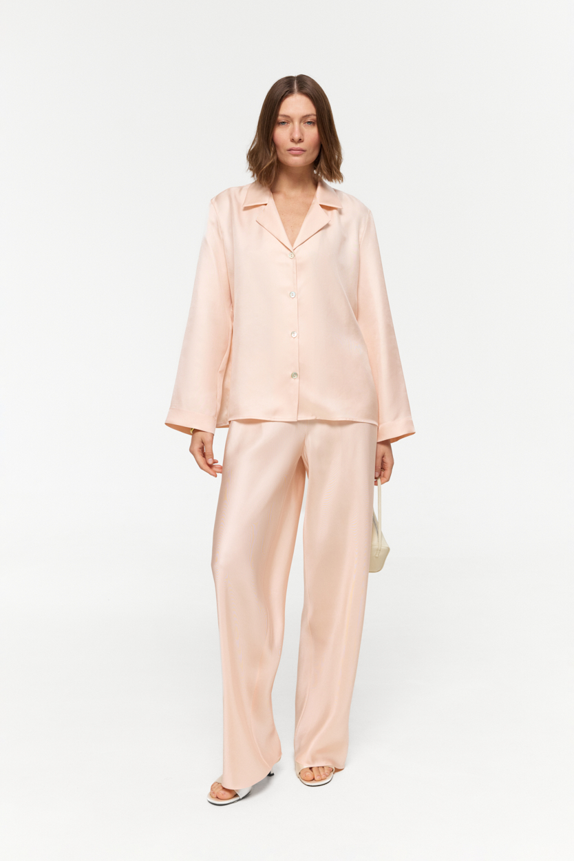 Amalfi Sakura bias cut wide leg pants in Silk Twill