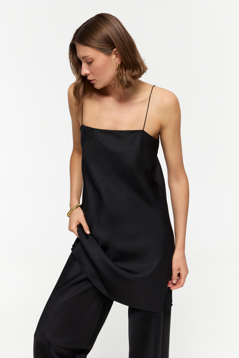 Naomi Black mini dress in Silk Twill