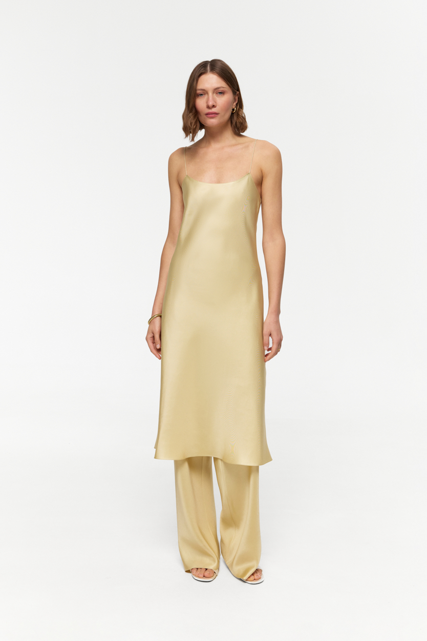 Josey Vanilla scoop-neck midi dress in Silk Twill