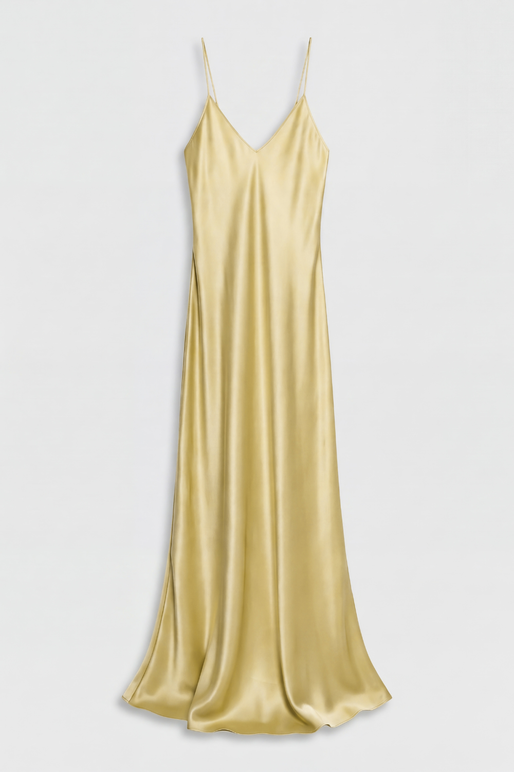 Rowena Vanilla V-back maxi dress in heavy Silk Satin