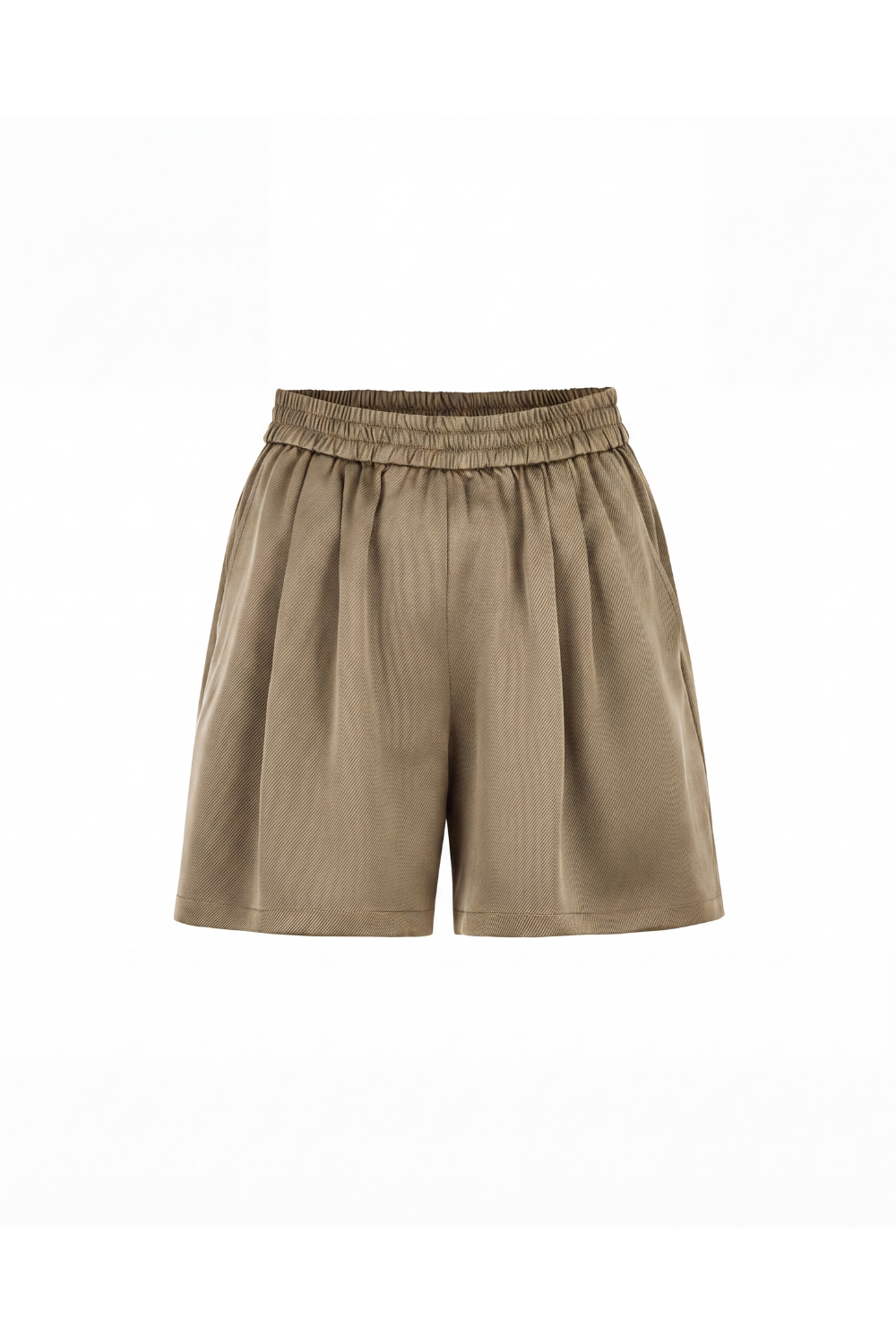 Loran Khaki-Taupe shorts in Silk Twill