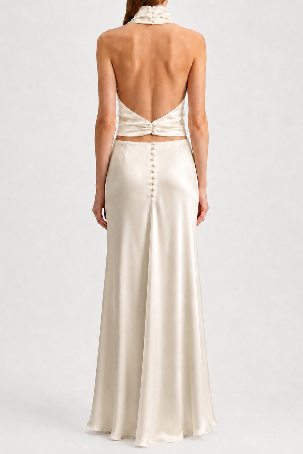 Kira Butter-Cream maxi skirt in Silk Satin